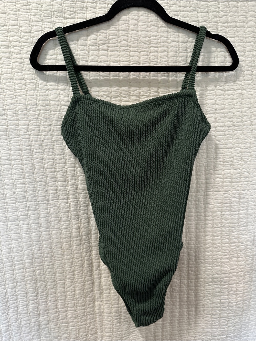 Kona Sol Dark Green Textured One-Piece Swimsuit